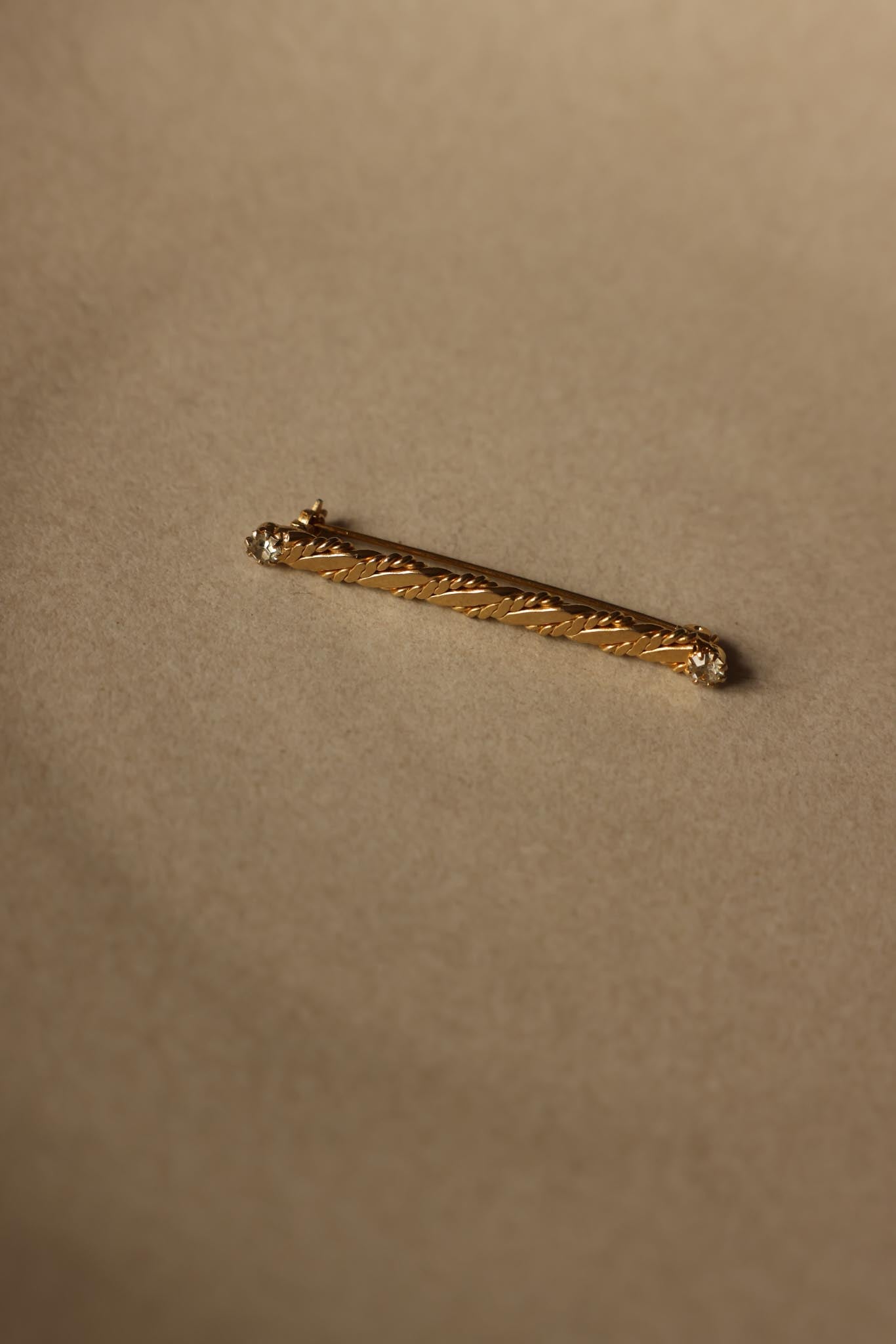 Twisted Bar Brooch with Rhinestone Accents|Vintage Baazaar 