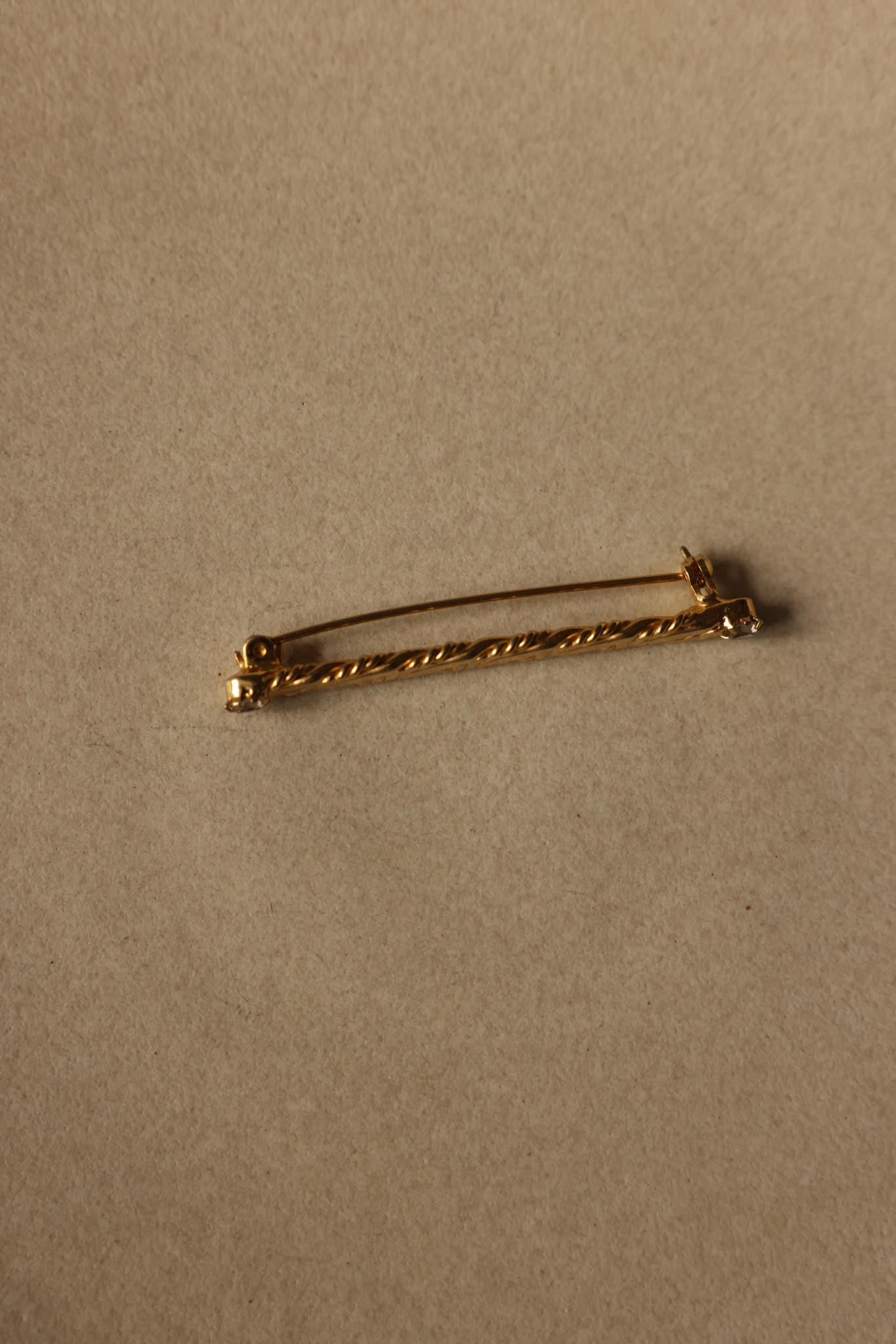Twisted Bar Brooch with Rhinestone Accents|Vintage Baazaar 