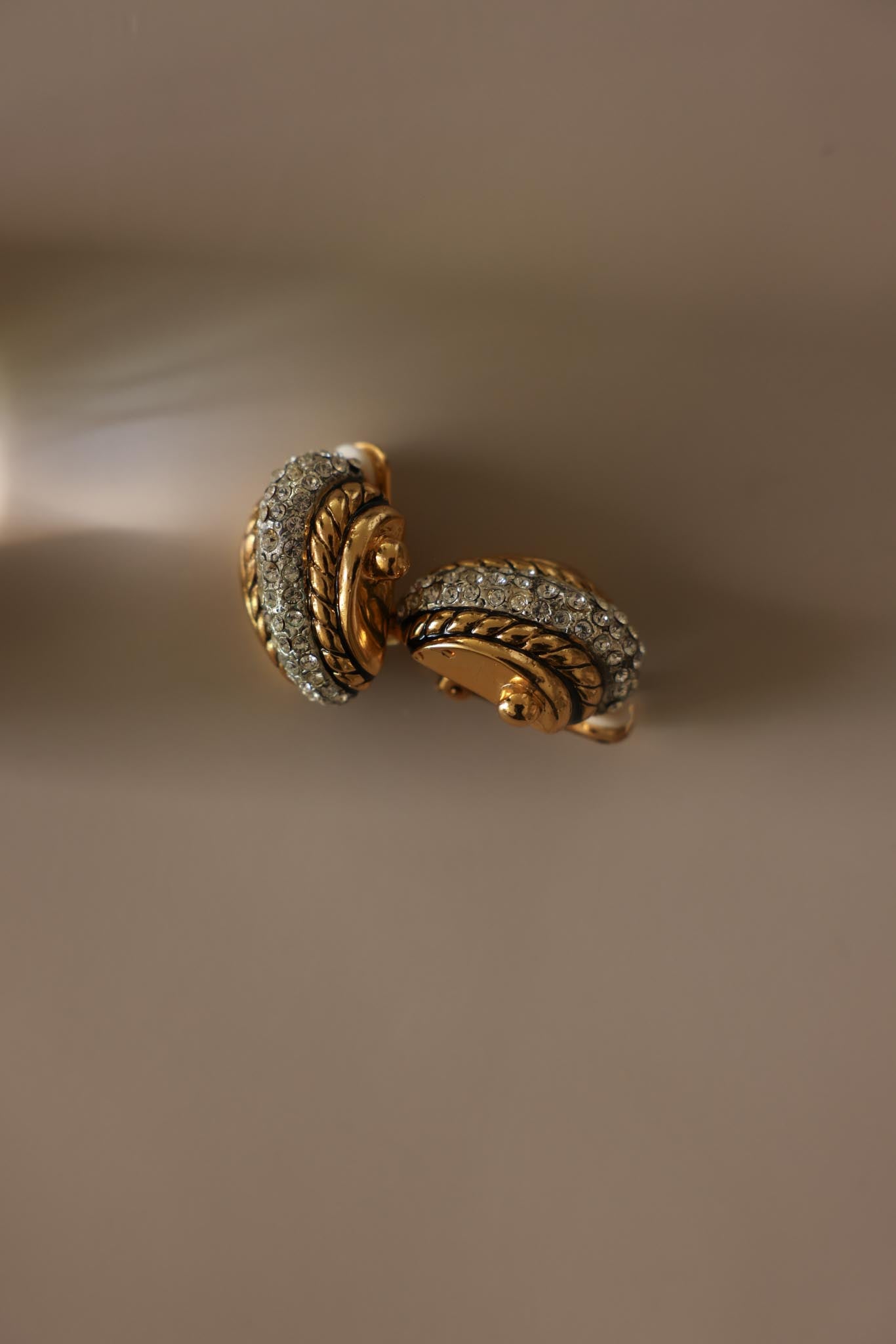 Two-Tone Rhinestone Clip-On Earrings