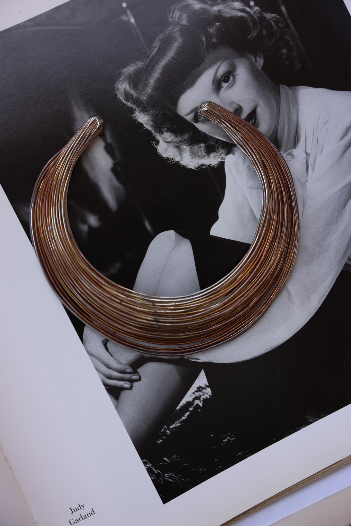 Silver-Toned and Brass Multi-Wire Collar Necklace|Vintage Baazaar 