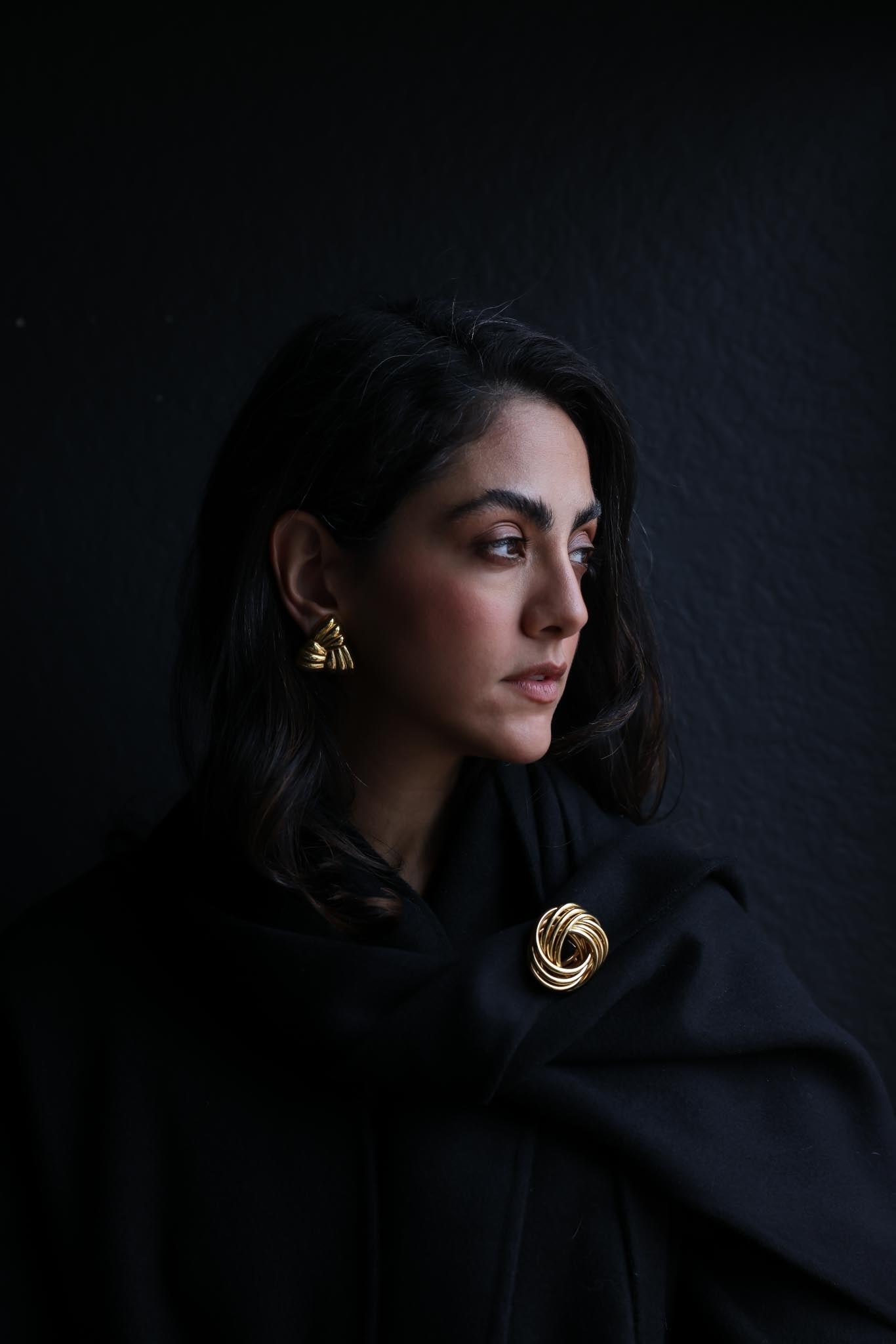 Gold-Tone Shell Earrings|Vintage Baazaar 