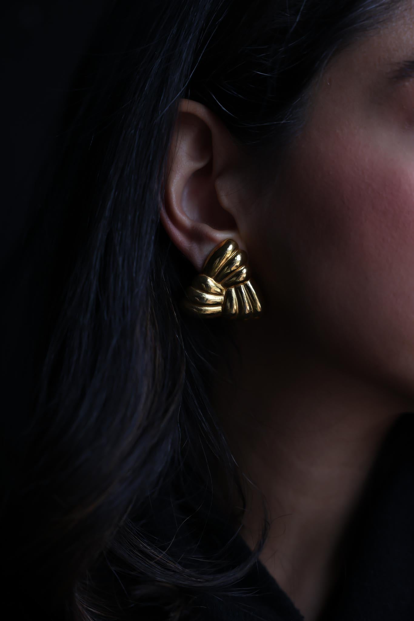 Gold-Tone Shell Earrings|Vintage Baazaar 