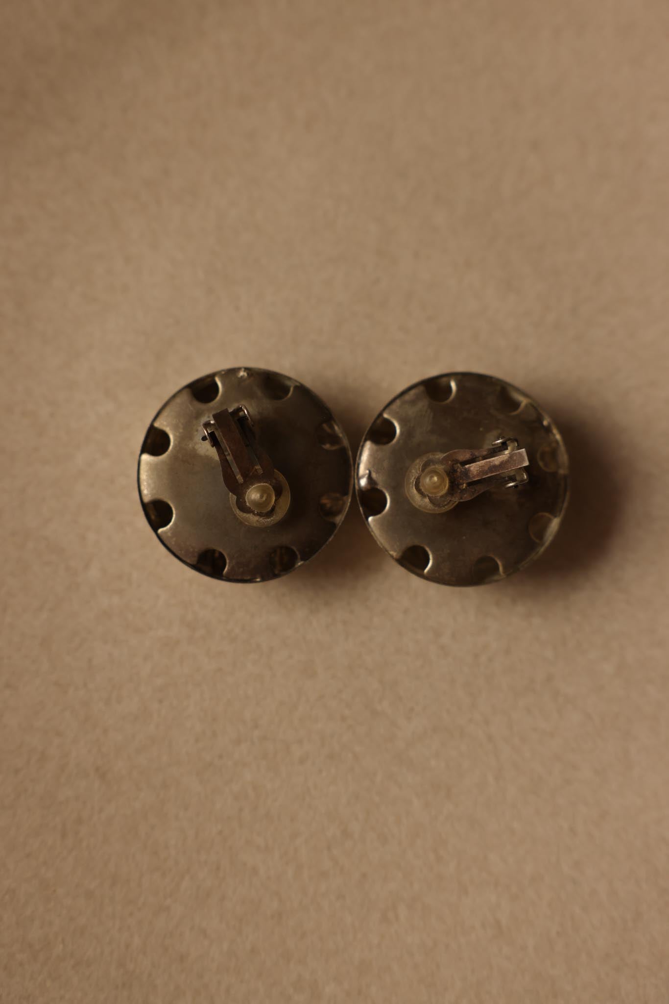 Matte Silver-Tone Grid Clip-On Earrings