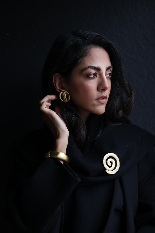 Matte Gold Spiral Statement Brooch|Vintage Baazaar 