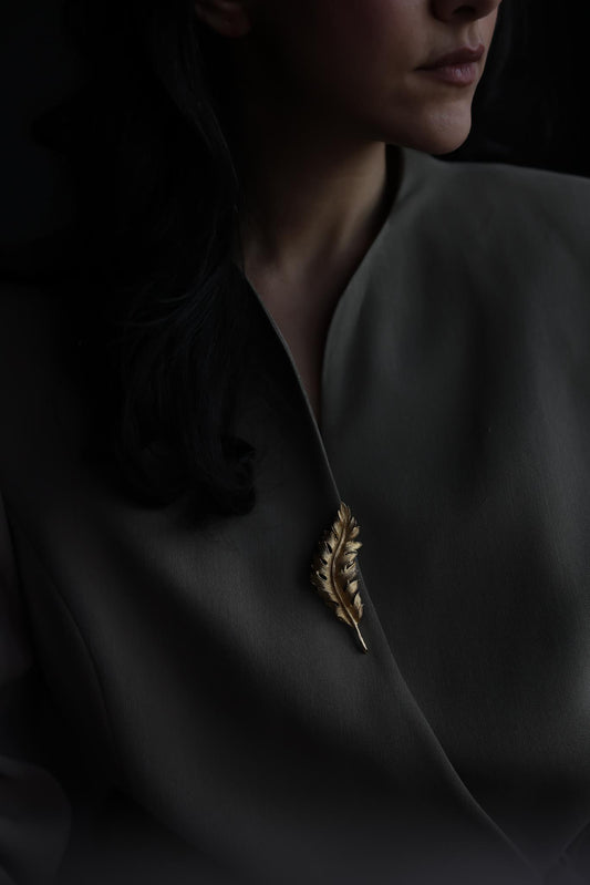 Gold-Tone Leaf Brooch