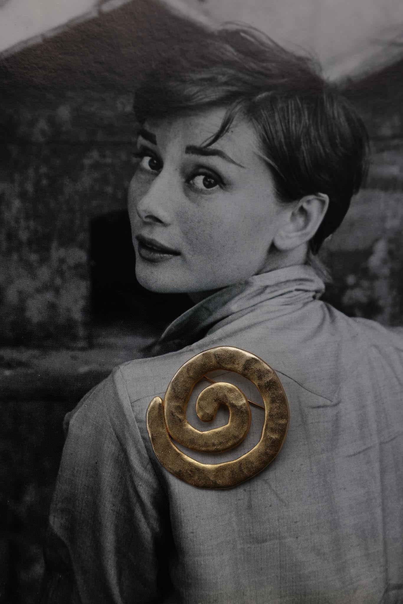 Matte Gold Spiral Statement Brooch|Vintage Baazaar 