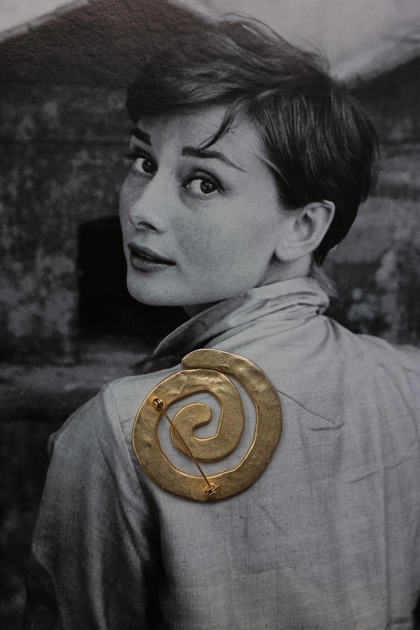Matte Gold Spiral Statement Brooch|Vintage Baazaar 
