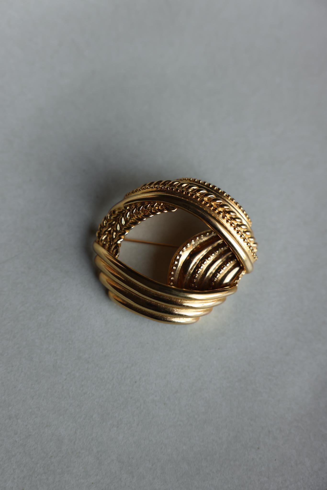 Monet Gold-Tone Textured Swirl Brooch|Vintage Baazaar 