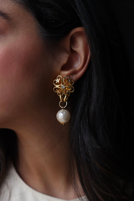 Baroque Pearl Drop Earrings|Vintage Baazaar 