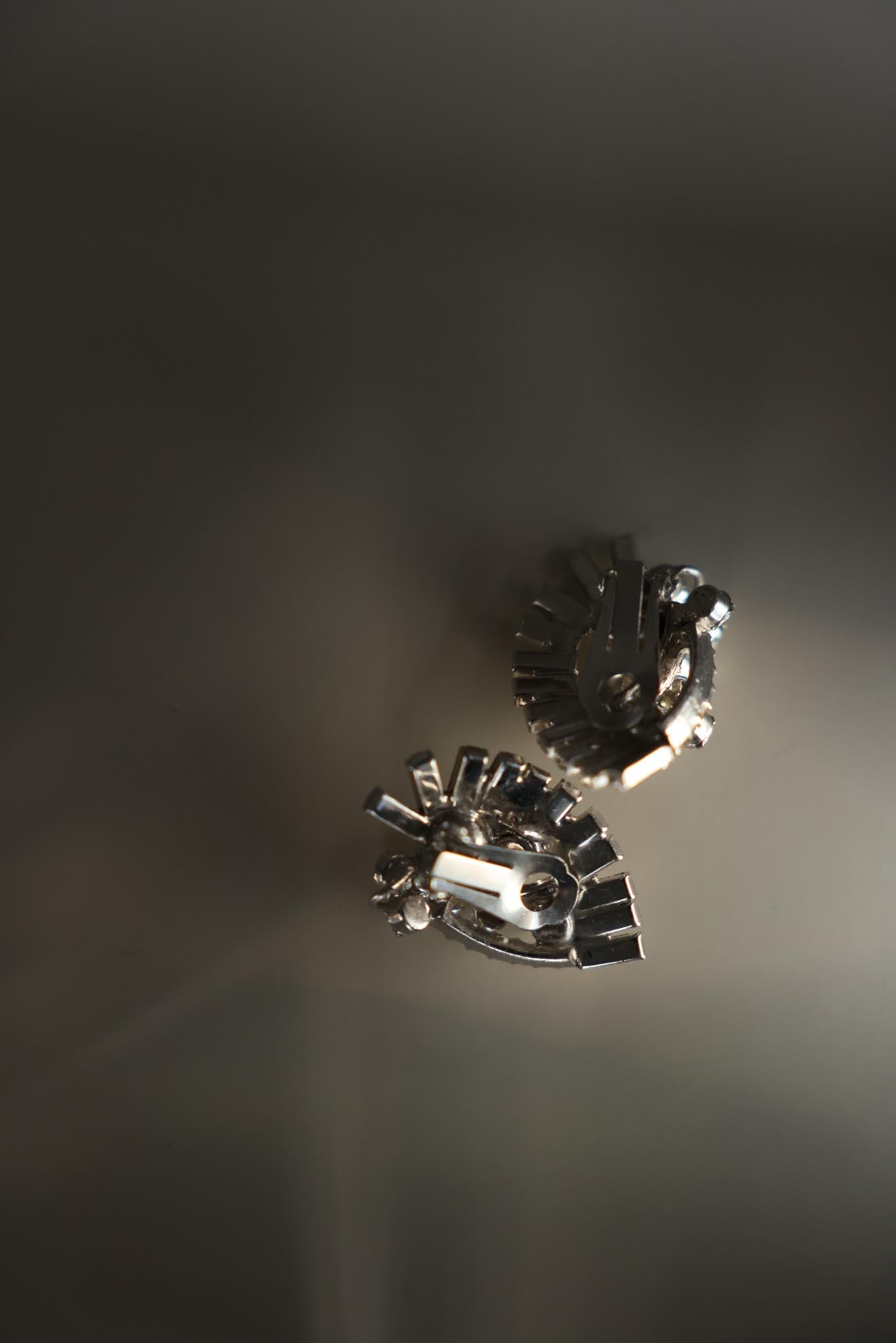 Silver-Tone Rhinestone Clip-On Earrings