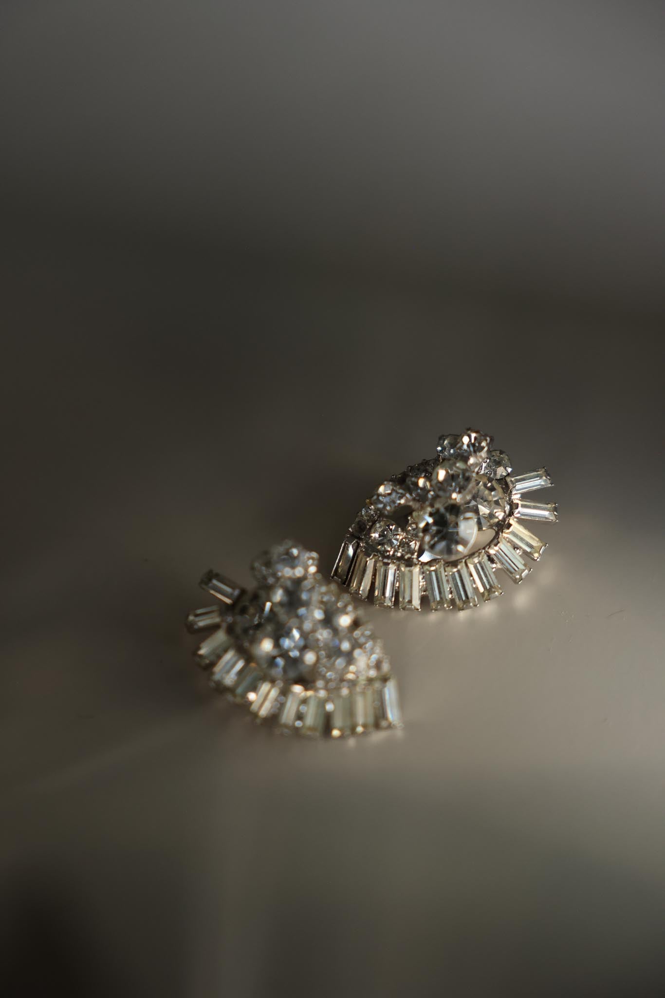 Silver-Tone Rhinestone Clip-On Earrings