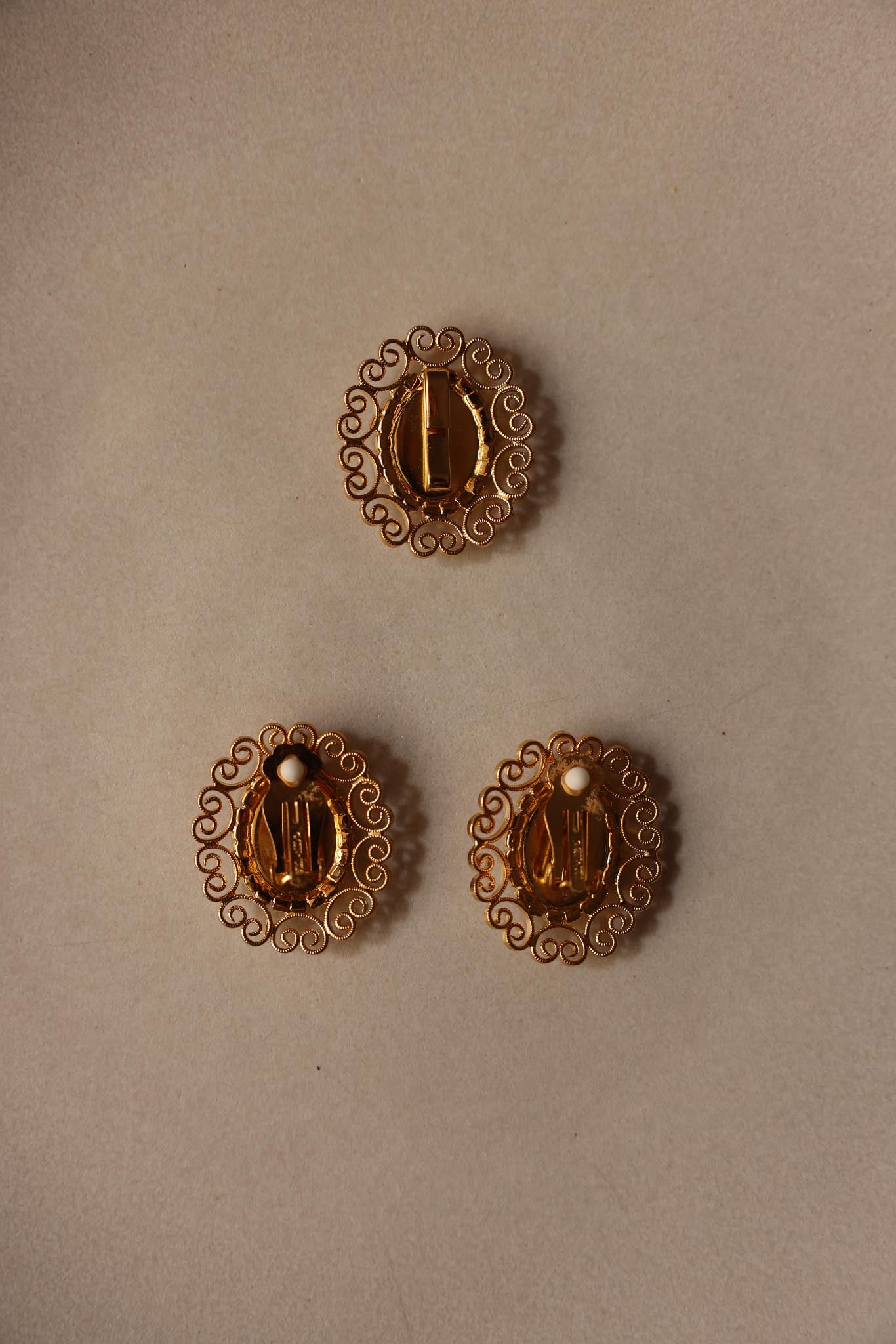 Cameo Earrings and Dress Clip Set - CTN USA|Vintage Baazaar 