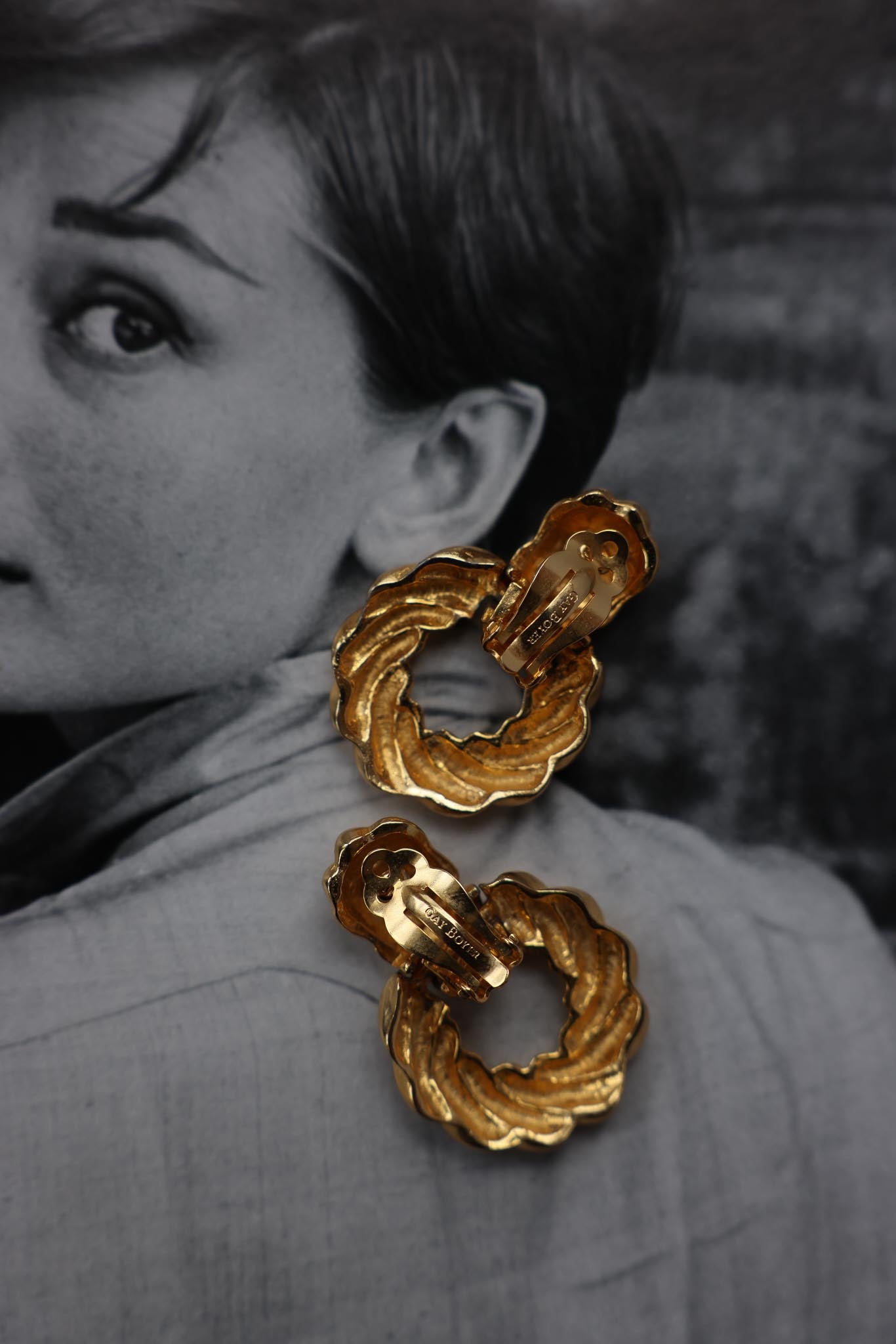 Gay Boyer Gold Twist Hoop Earrings|Vintage Baazaar 