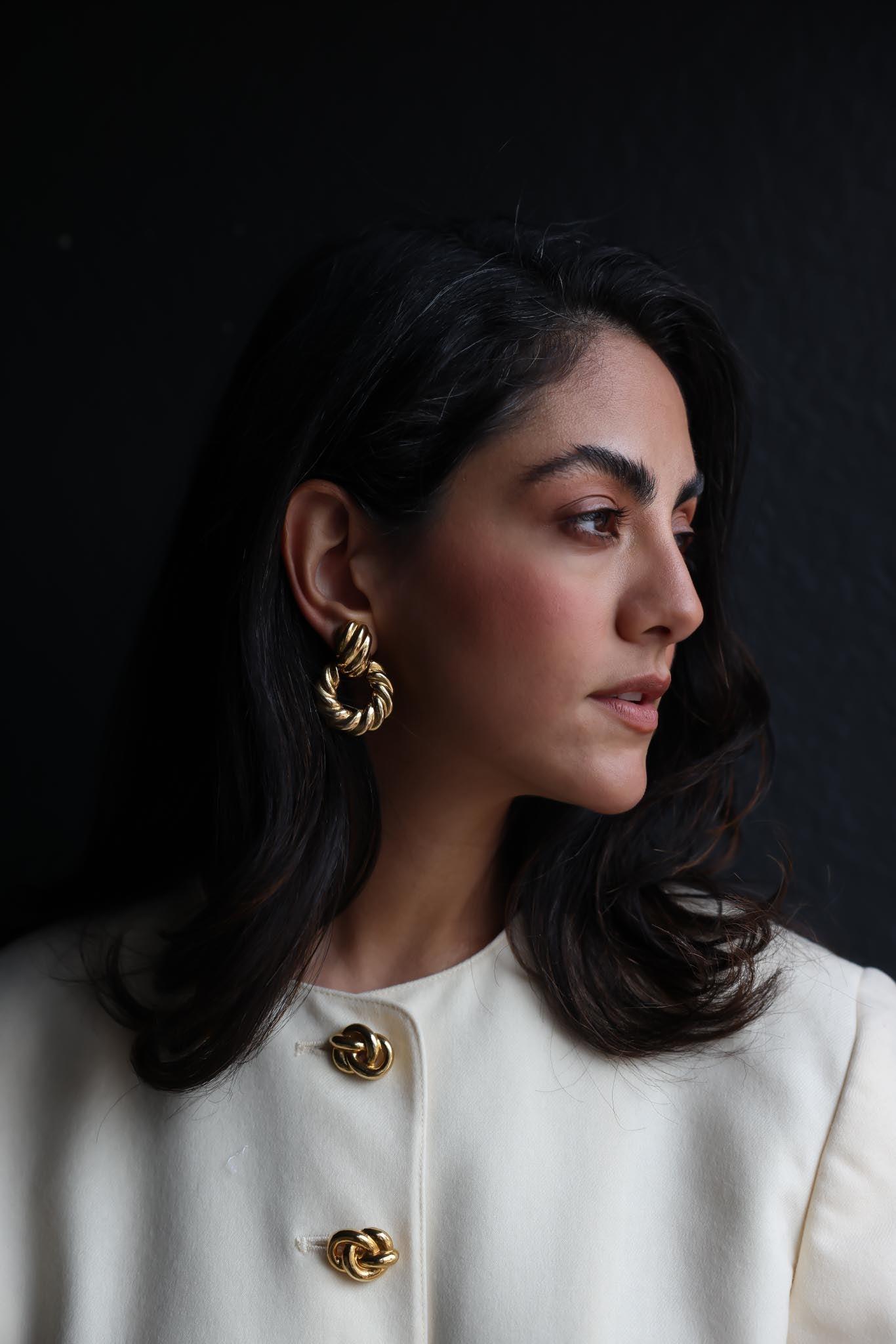 Gay Boyer Gold Twist Hoop Earrings|Vintage Baazaar 
