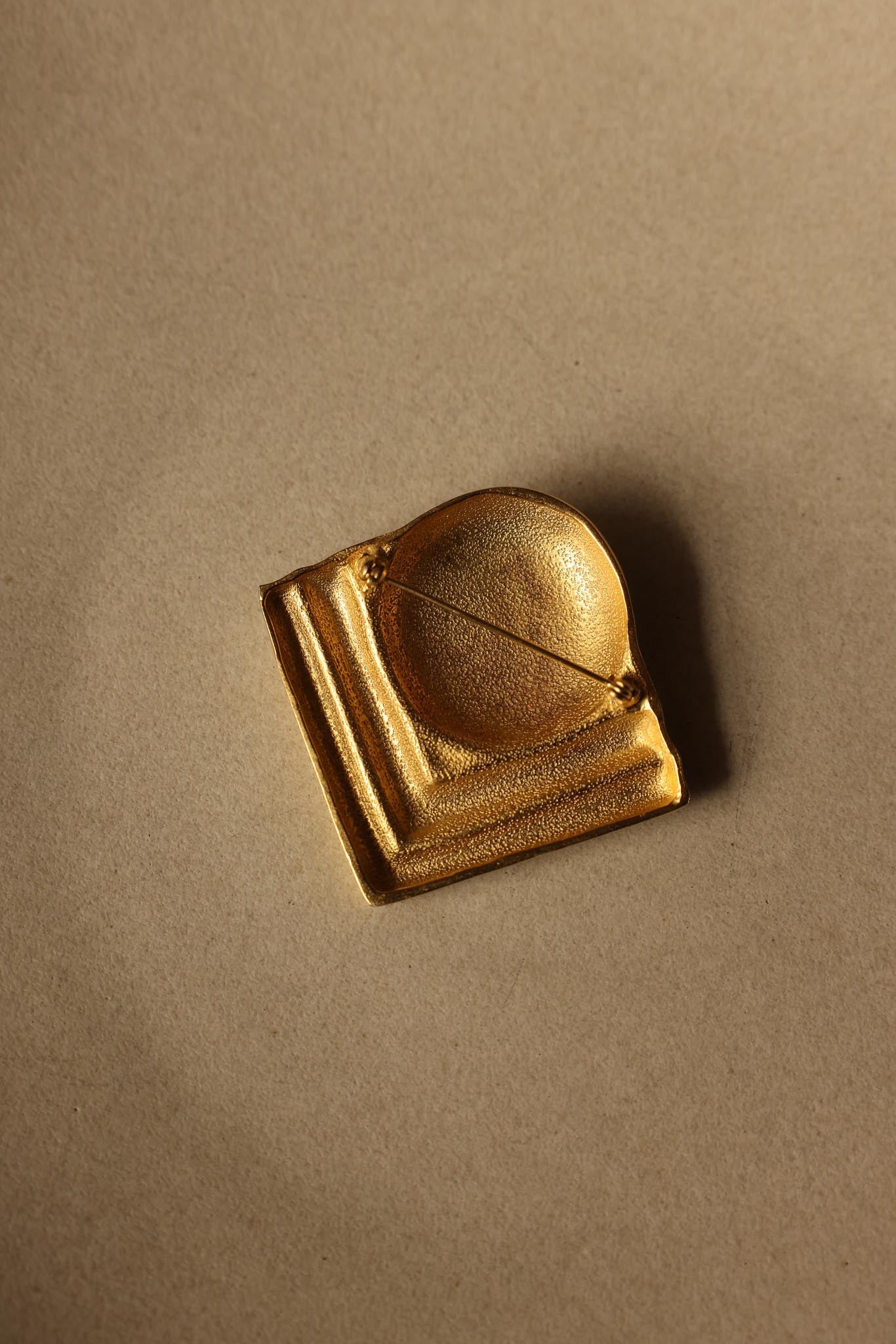Brushed Gold Geometric Brooch - 1980s|Vintage Baazaar 