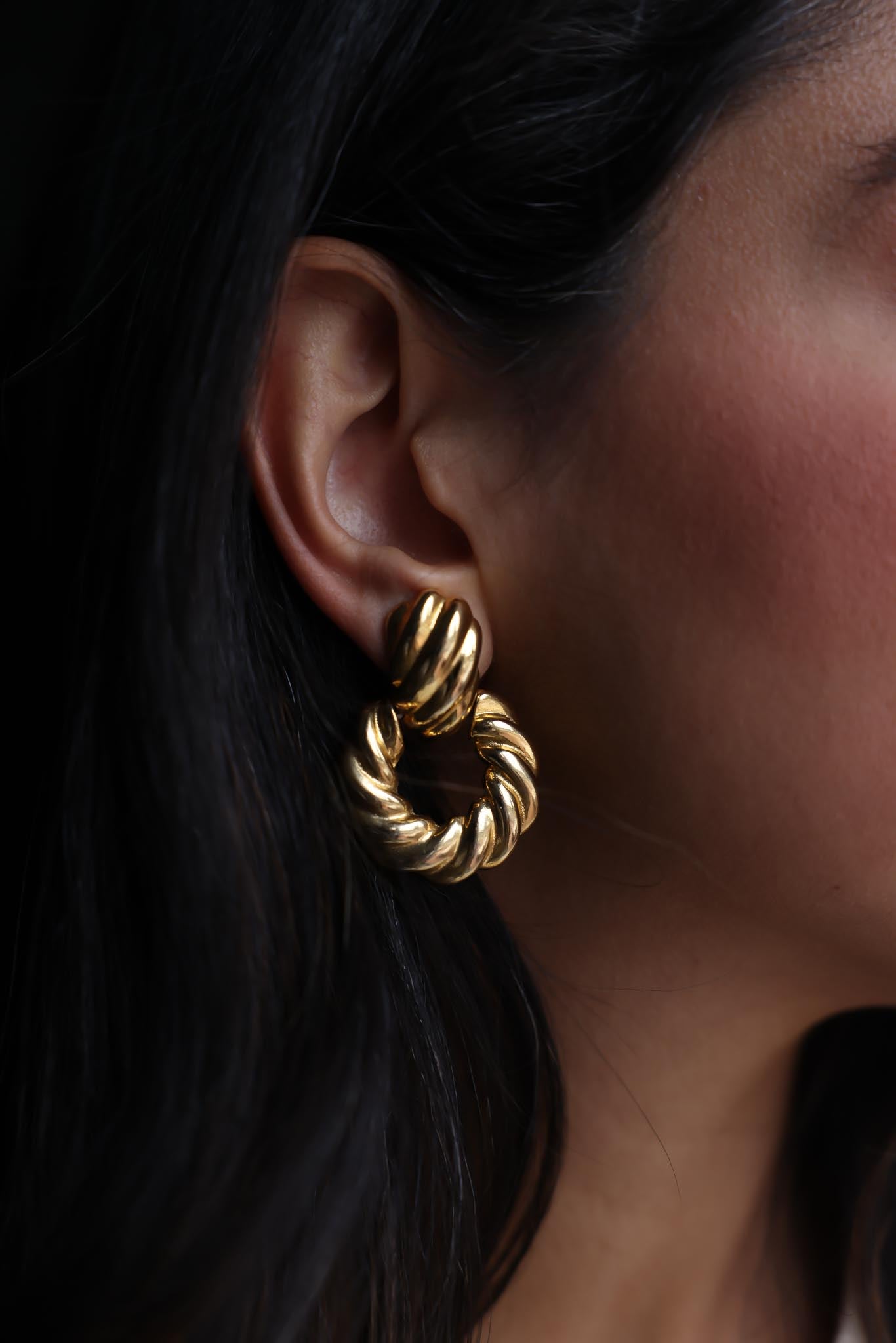 Gay Boyer Gold Twist Hoop Earrings|Vintage Baazaar 