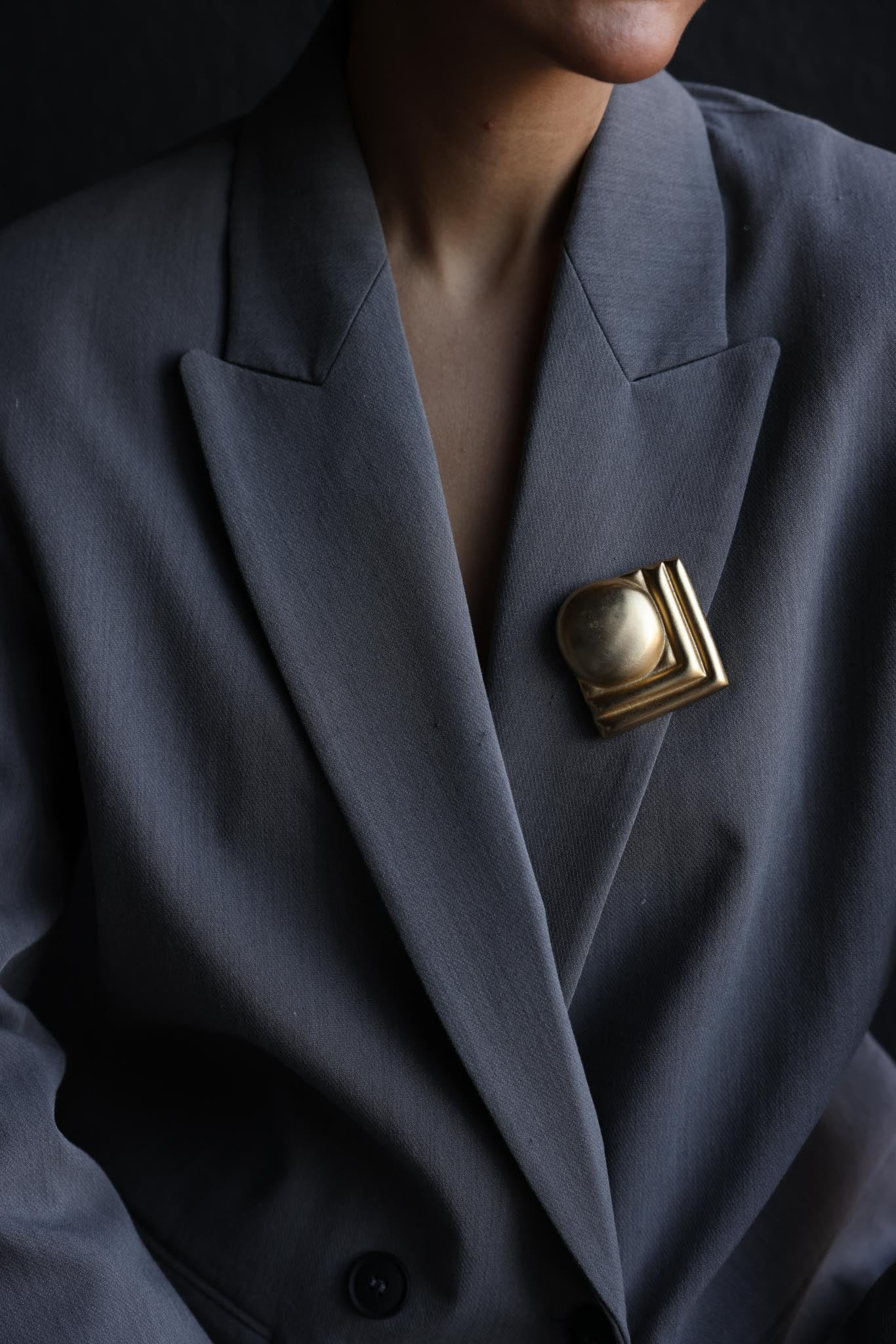 Brushed Gold Geometric Brooch - 1980s|Vintage Baazaar 
