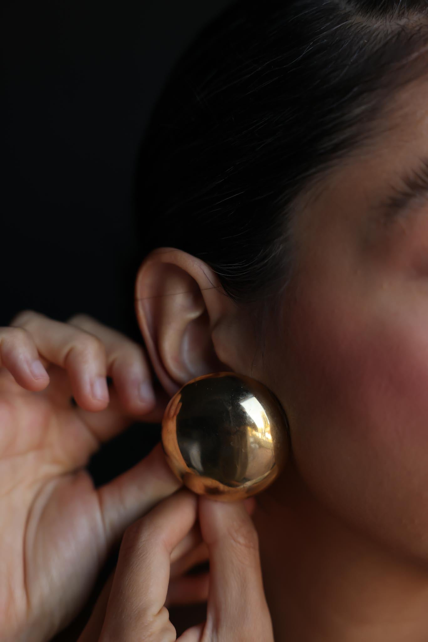 Gold-Tone Dome Clip-On Earrings|Vintage Baazaar 