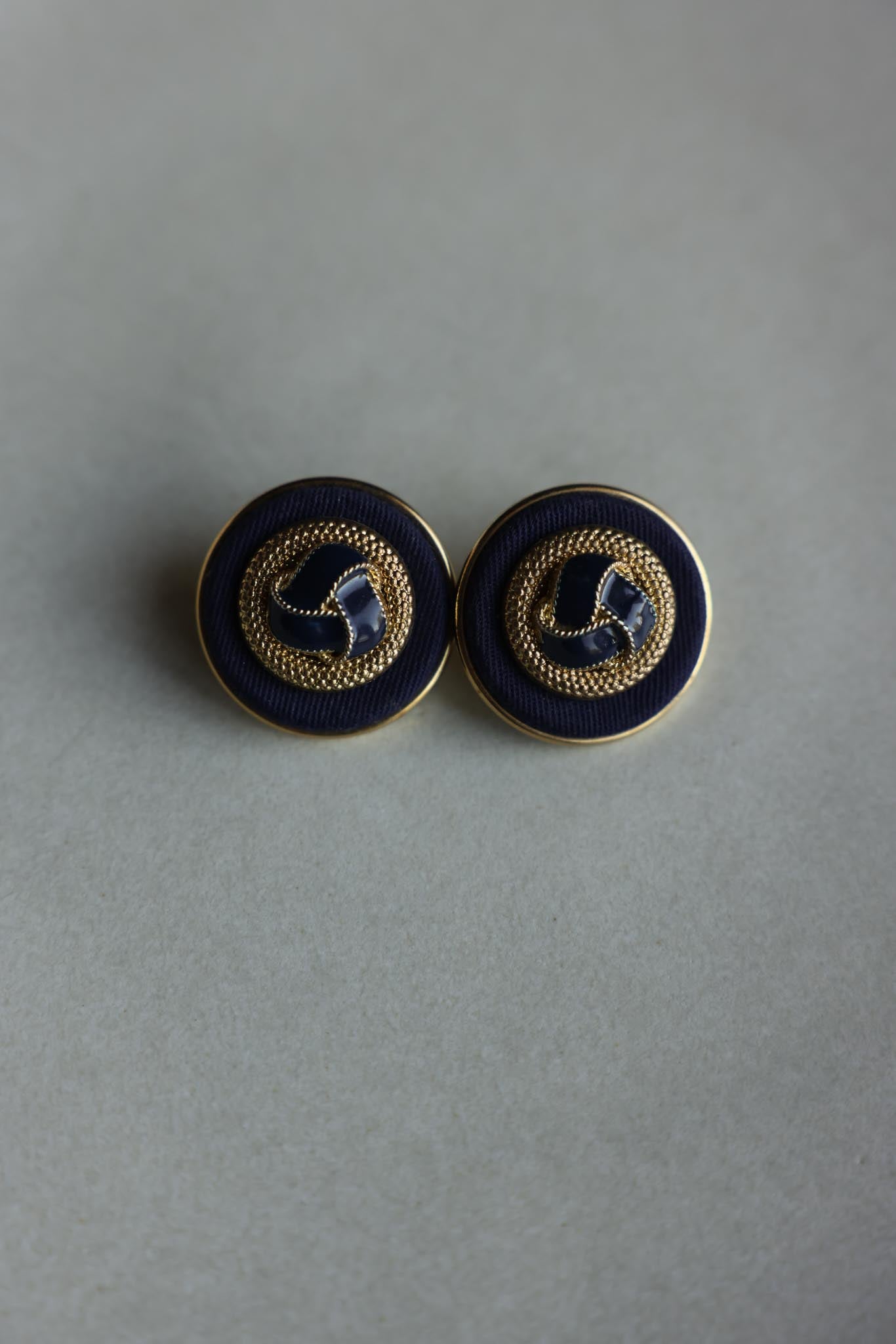 Navy and Gold Knot Pierced Earrings|Vintage Baazaar 