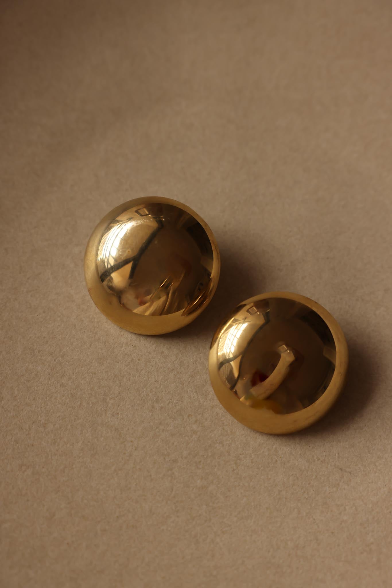 Gold-Tone Dome Clip-On Earrings|Vintage Baazaar 