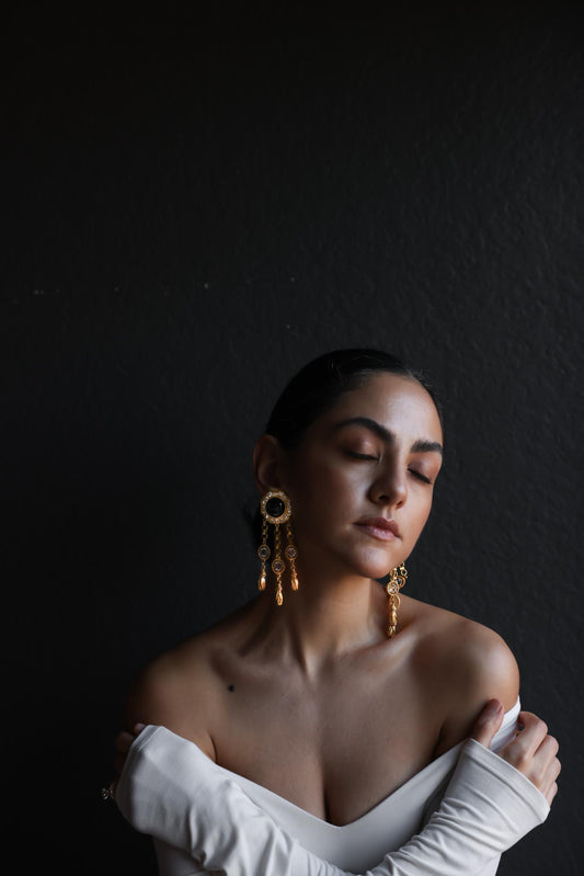 Majestic Noir Chandelier Earrings - 1980s|Vintage Baazaar 