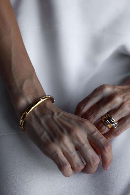 Gold-Tone Rhinestone Hinge Bracelet|Vintage Baazaar 