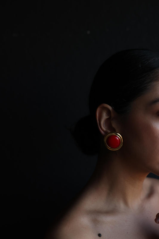Scarlet Glow Clip-On Earrings|Vintage Baazaar 