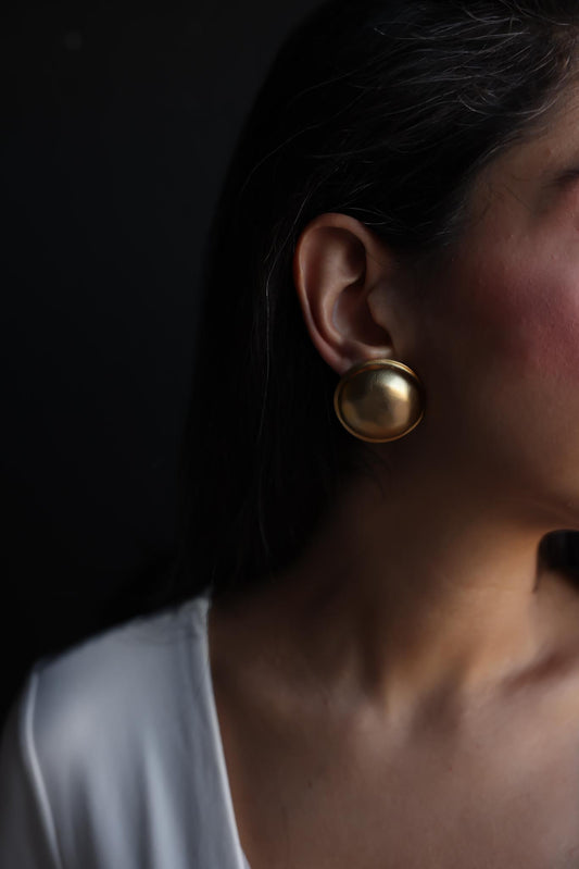 Matte Gold Dome Clip-On Earrings|Vintage Baazaar 