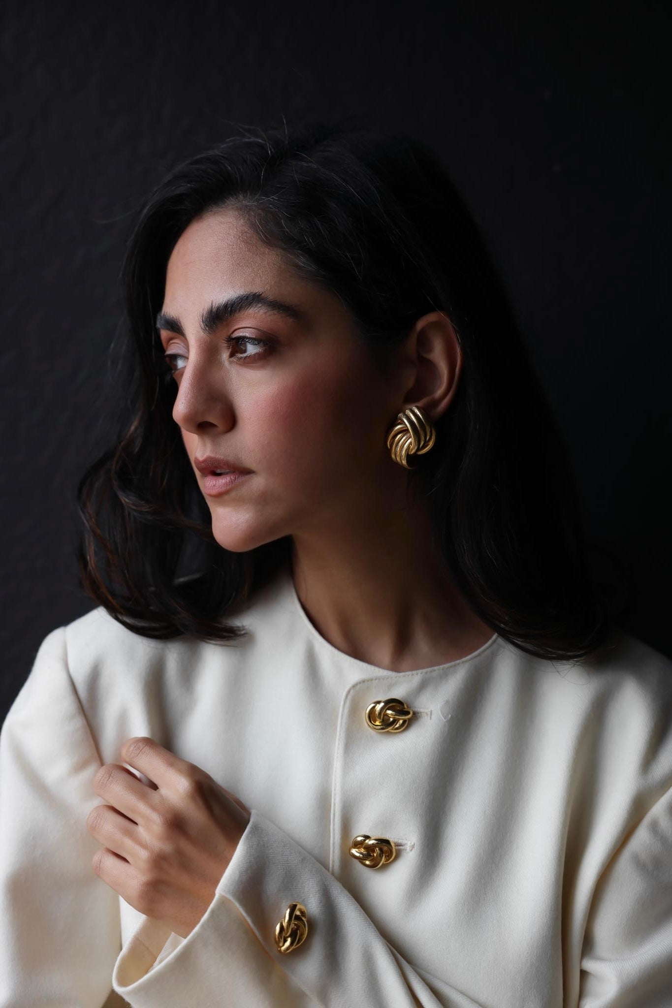 Golden Braided Elegance Earrings|Vintage Baazaar 