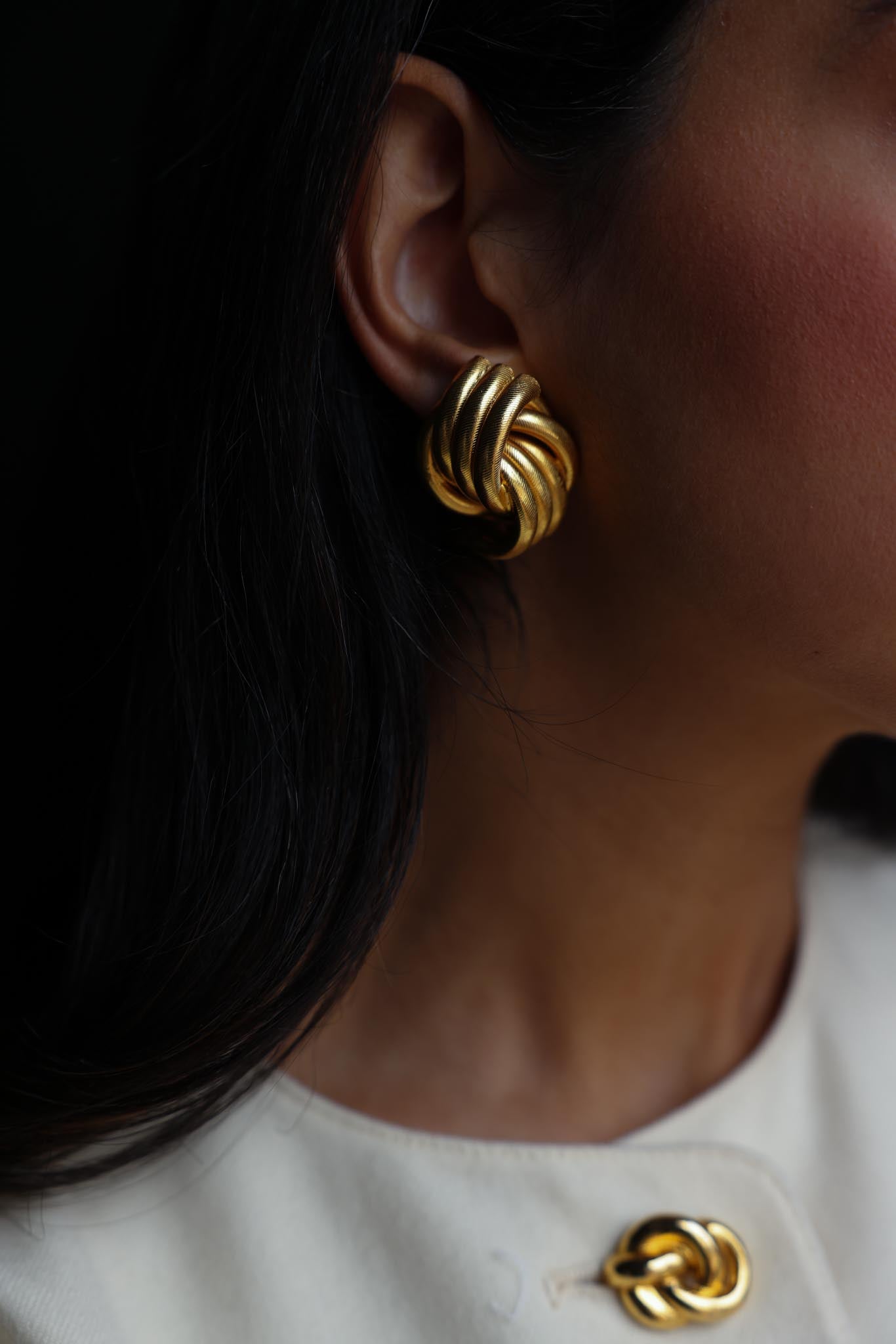 Golden Braided Elegance Earrings|Vintage Baazaar 