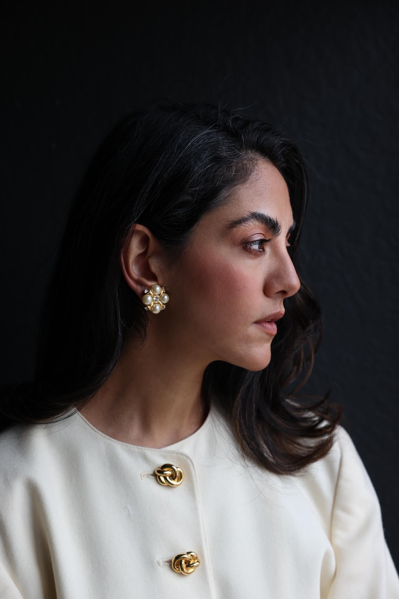Golden Pearl Bloom Earrings|Vintage Baazaar 