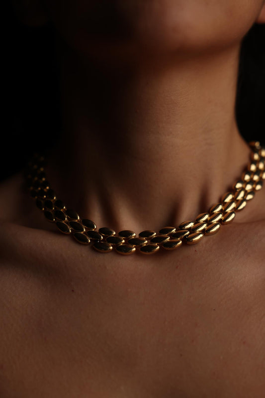 Double Row Gold-Tone Necklace|Vintage Baazaar 