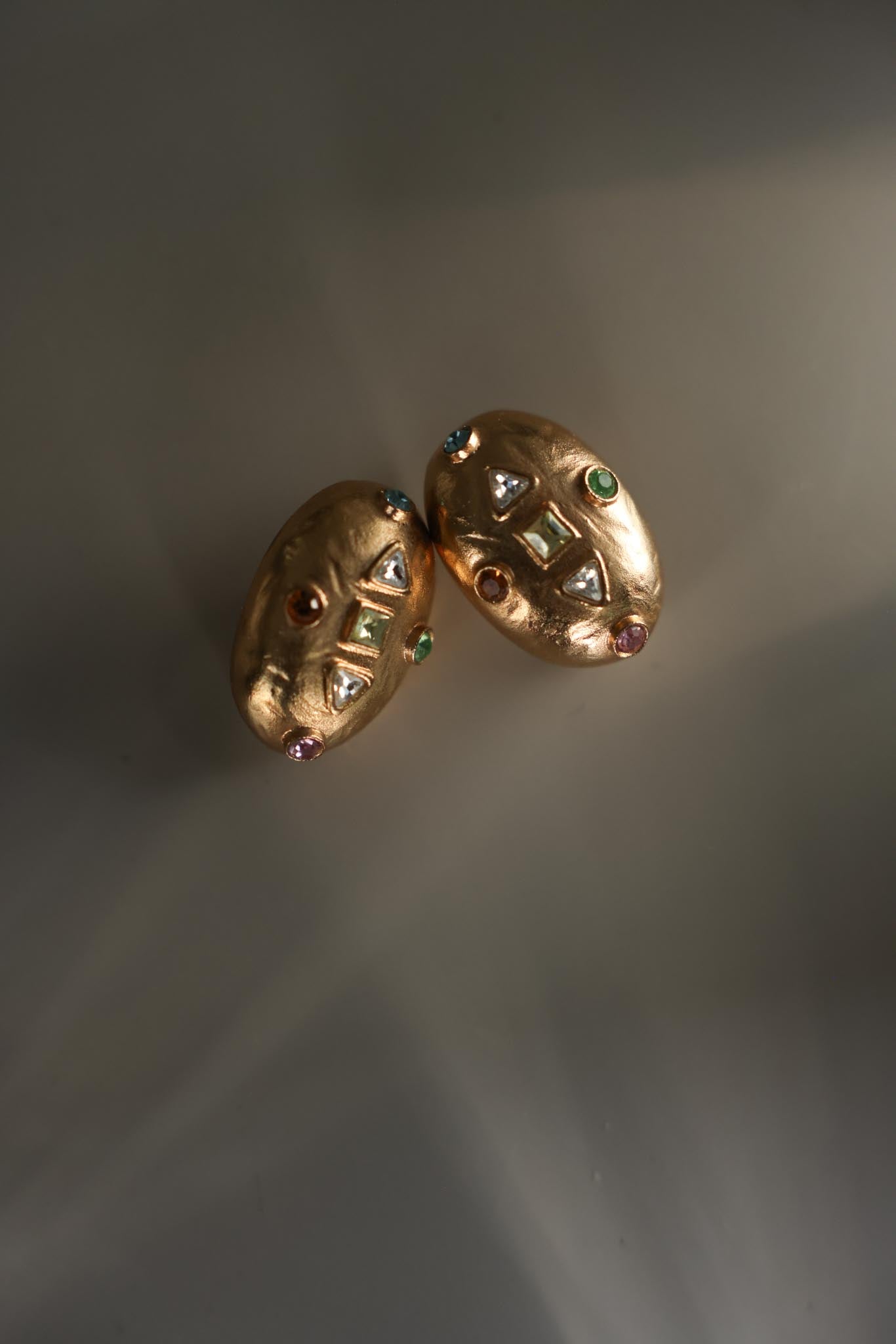 10K Gold Filled Multicolor Rhinestone Clip-On Earrings
