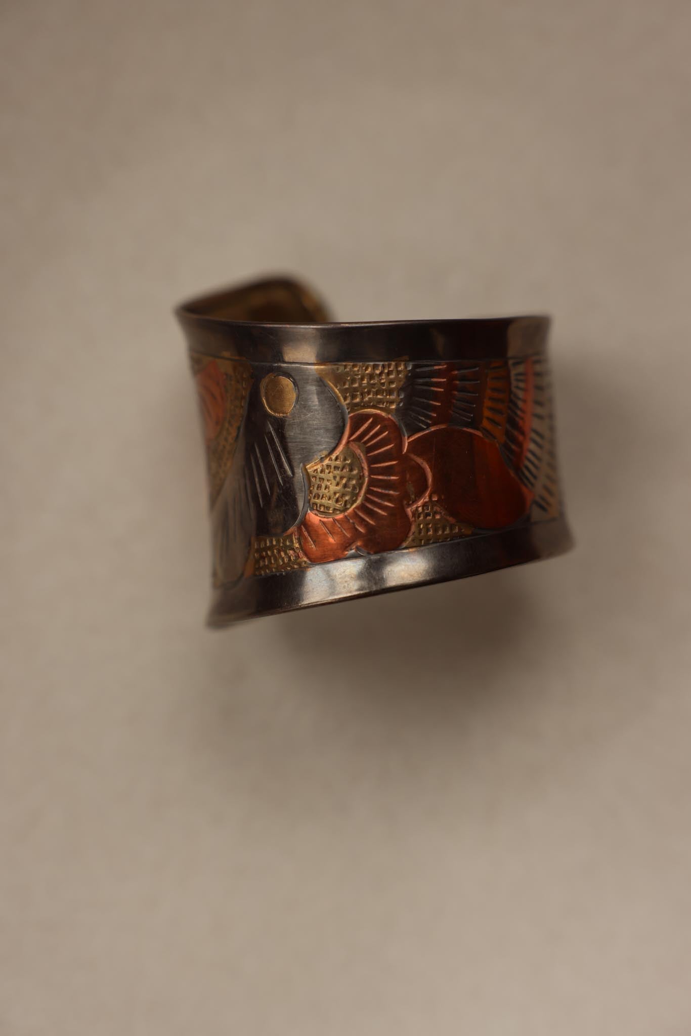 Mixed Metal Collar, Cuff, and Bronze Earrings|Vintage Baazaar 