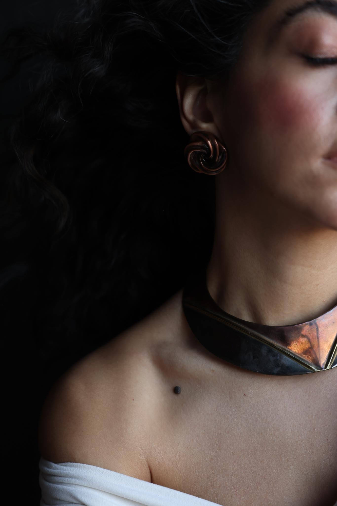 Mixed Metal Collar, Cuff, and Bronze Earrings|Vintage Baazaar 