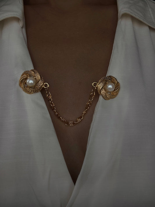 Pearl Rose Sweater Clips|Vintage Baazaar 