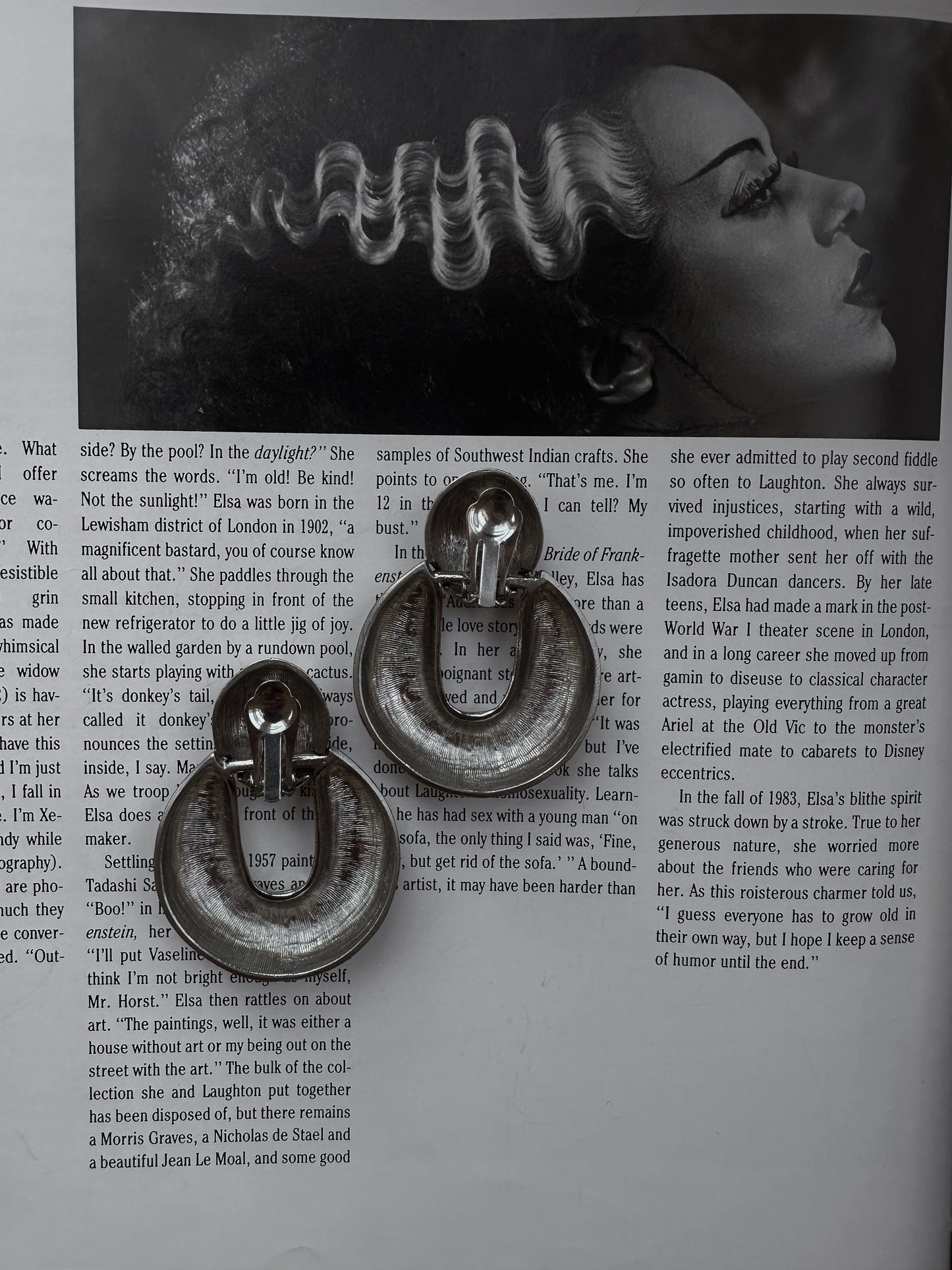 Silver Tone Hammered U-Shaped Earrings|Vintage Baazaar 