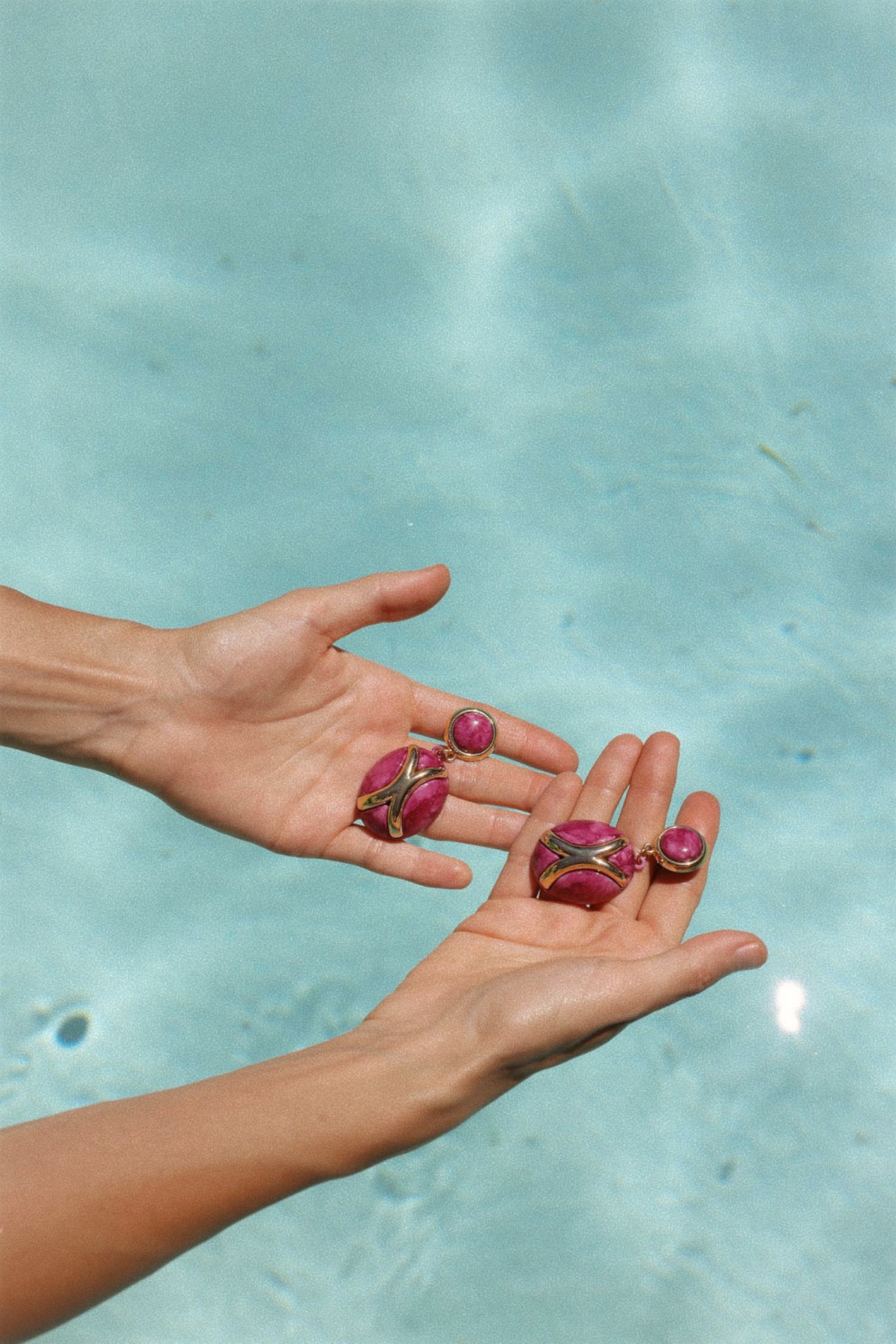 Bold Pink & Gold Clip-On Earrings|Vintage Baazaar 