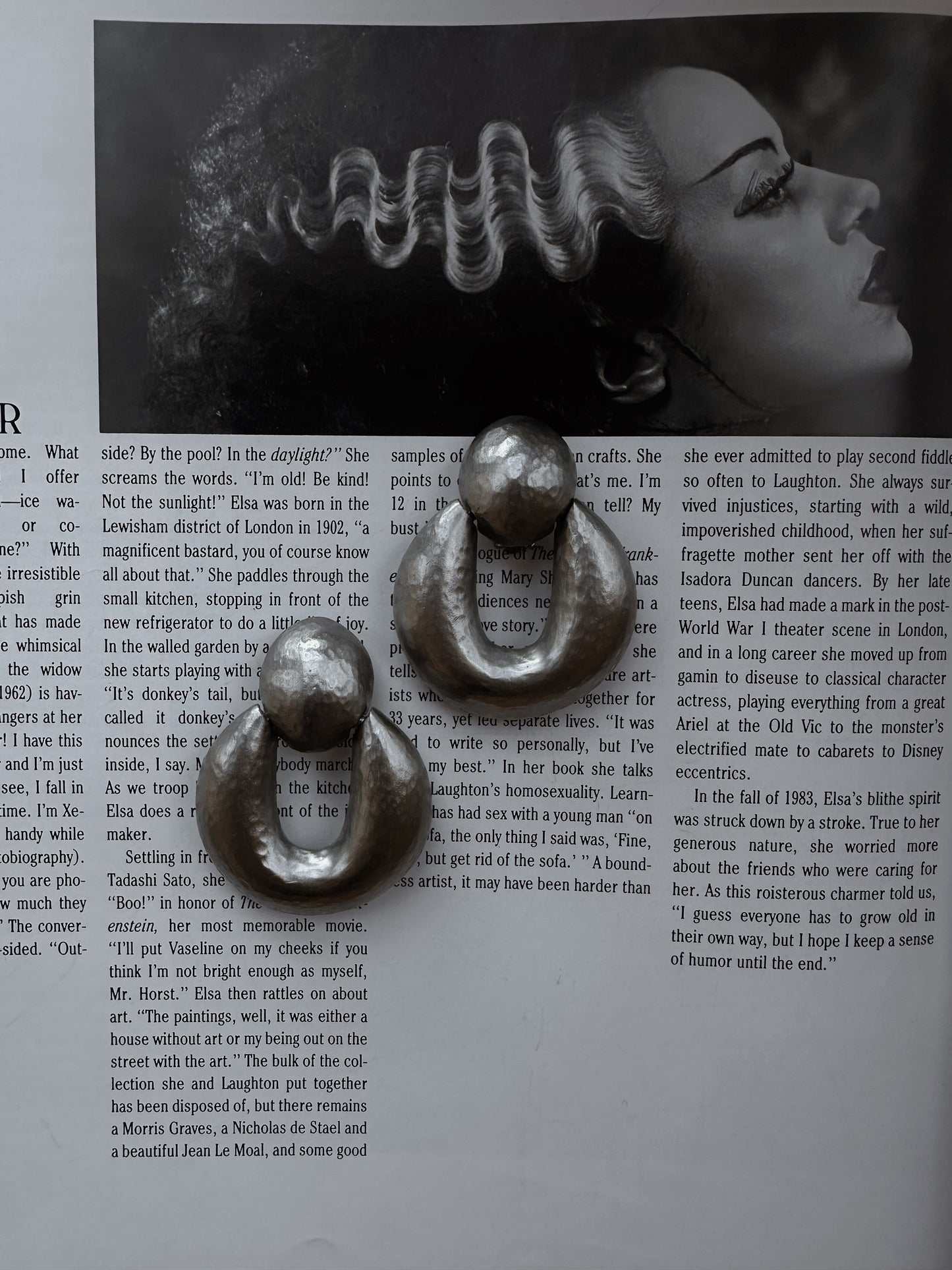 Silver Tone Hammered U-Shaped Earrings|Vintage Baazaar 
