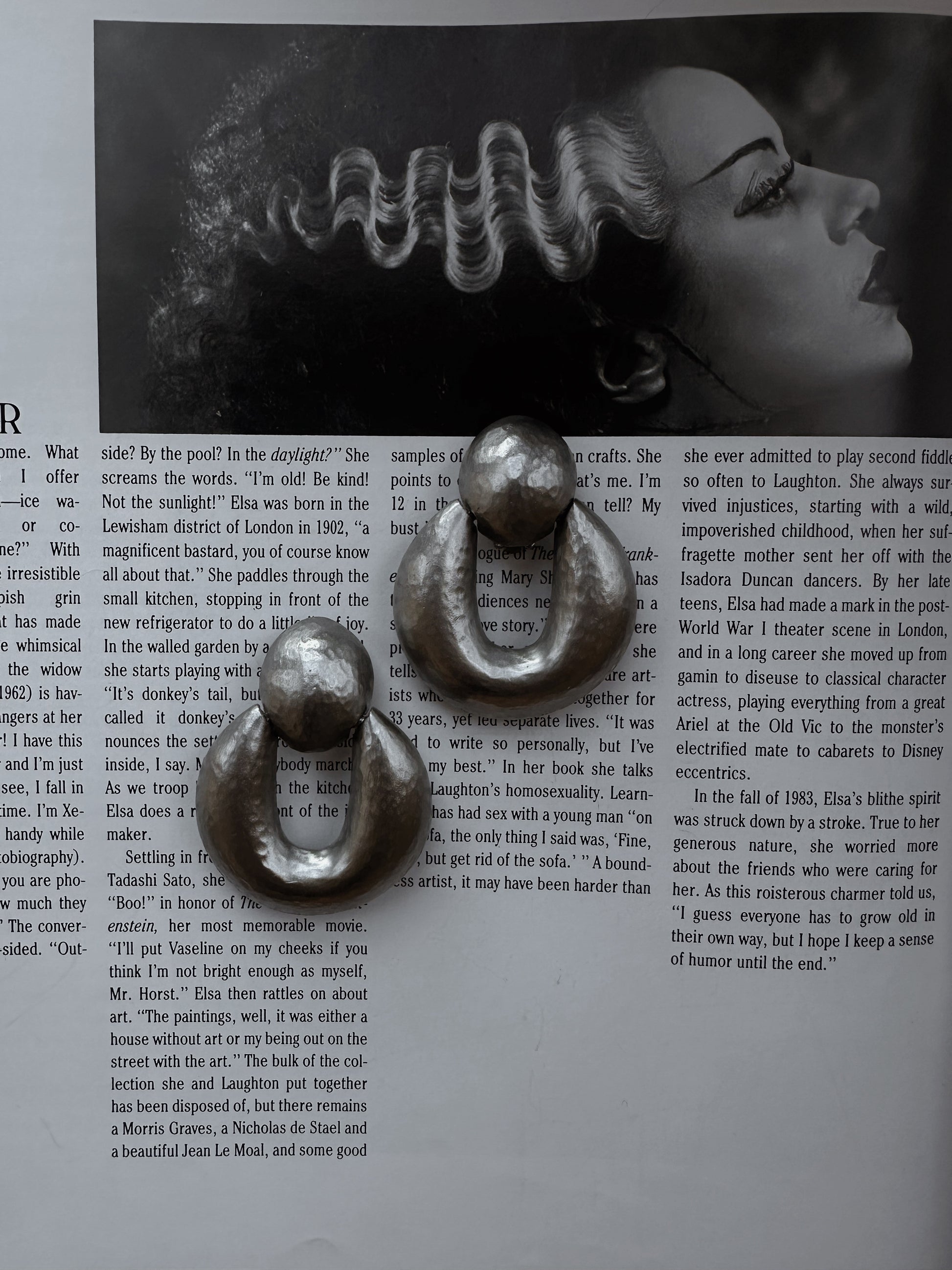 Silver Tone Hammered U-Shaped Earrings|Vintage Baazaar 