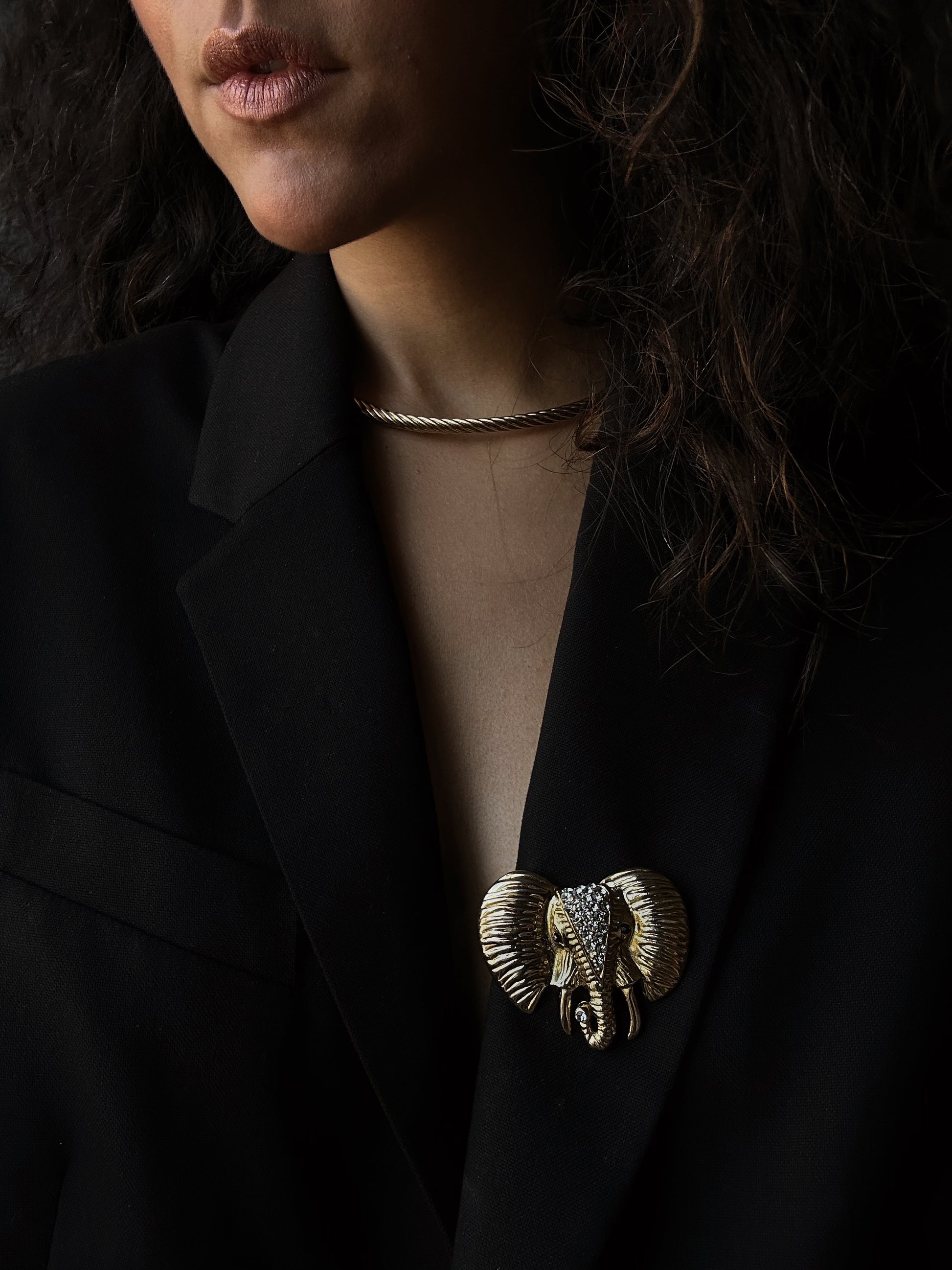 Gold Tone Elephant Brooch|Vintage Baazaar 