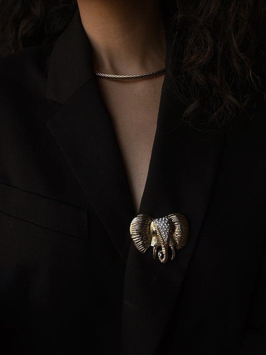 Gold Tone Elephant Brooch|Vintage Baazaar 