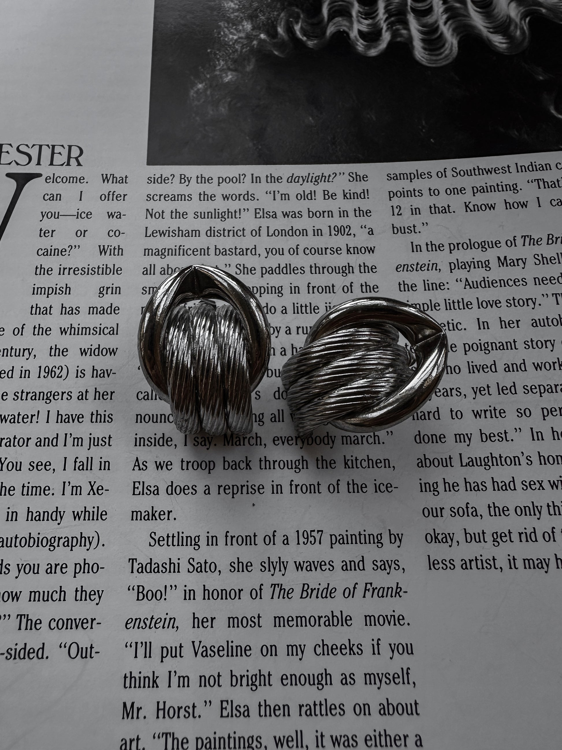 Silver Tone Woven Petal Earrings|Vintage Baazaar 