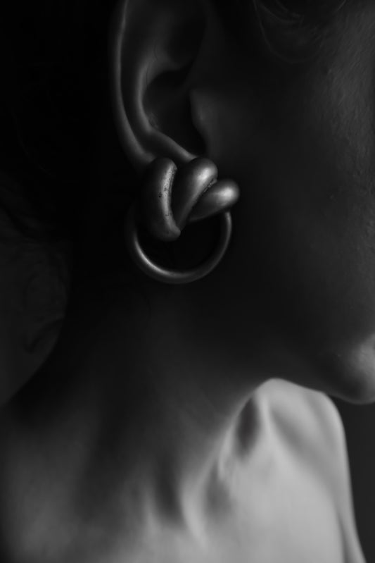Chunky Knotted Silver Hoop Earrings|Vintage Baazaar 