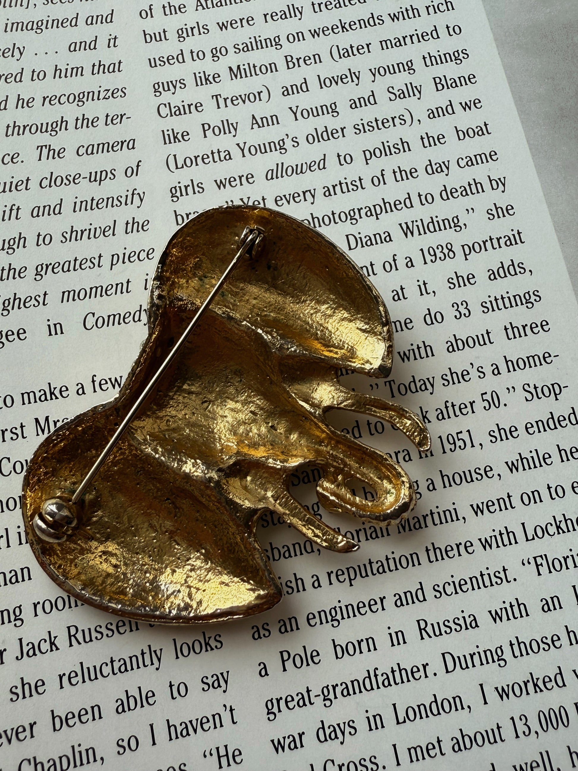 Gold Tone Elephant Brooch|Vintage Baazaar 