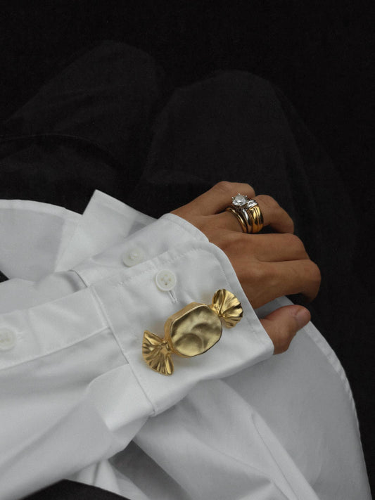 Matte Gold Candy Wrapper Brooch