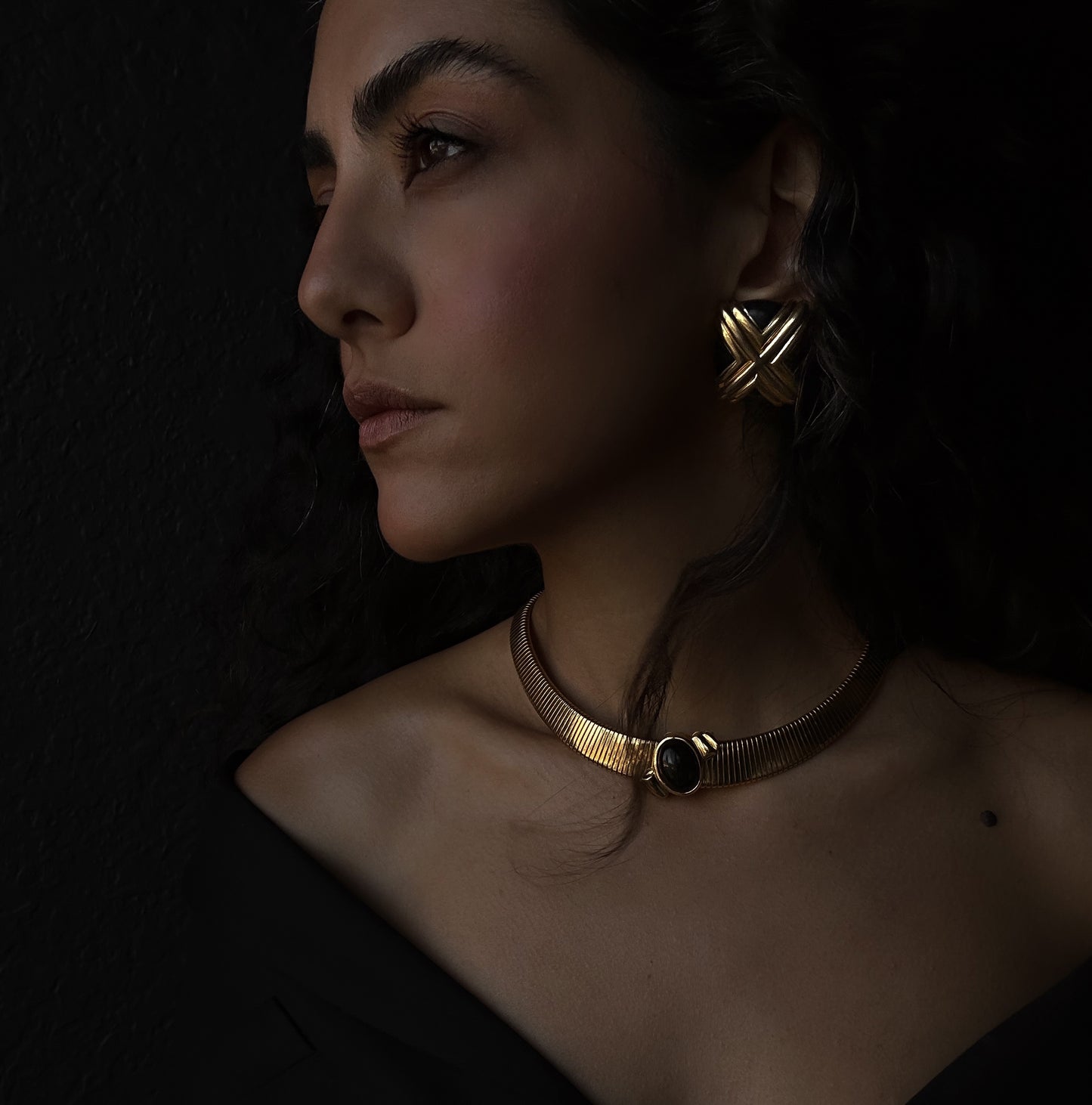 St. John Gold & Black Cross Earrings|Vintage Baazaar 