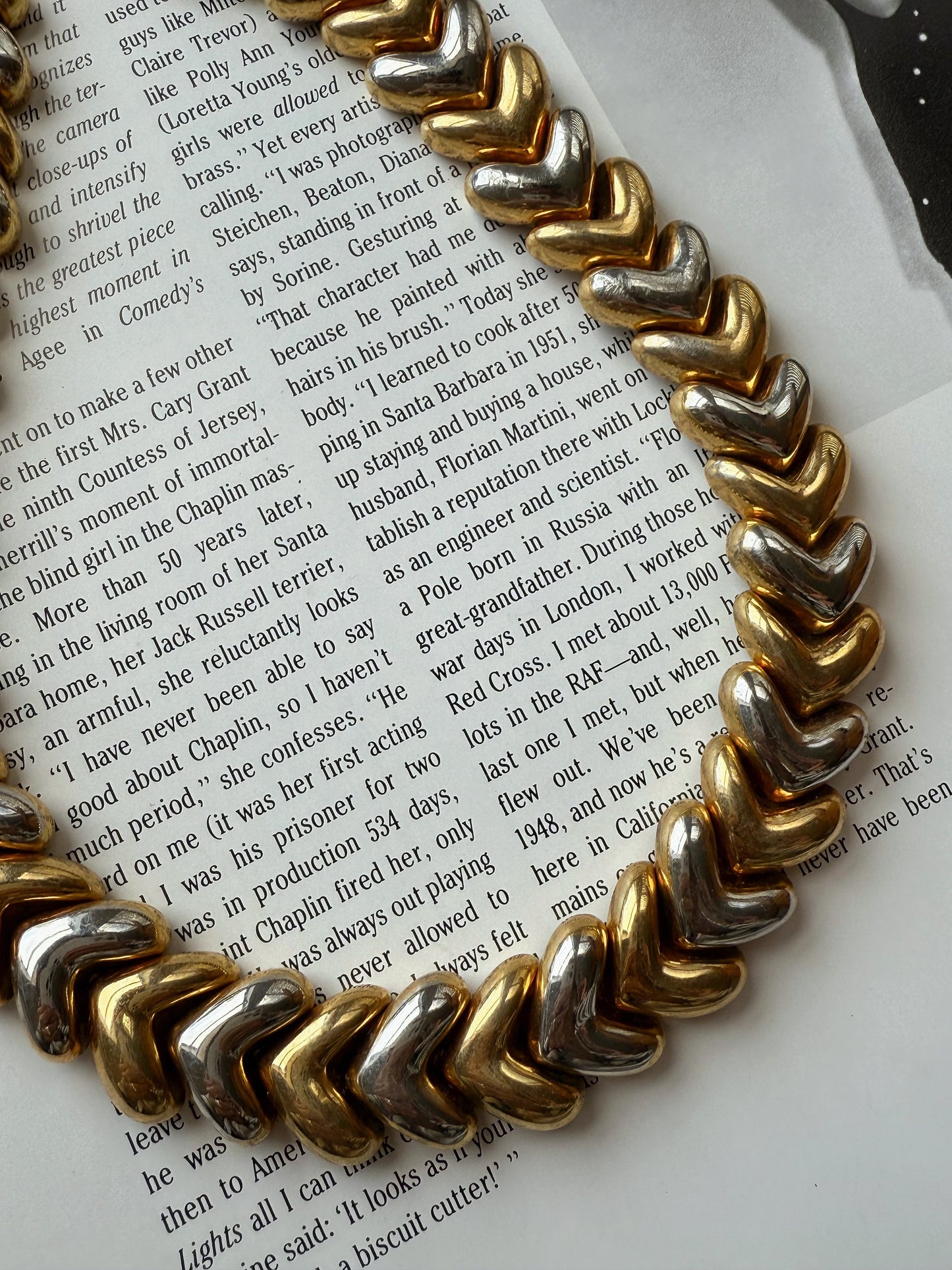 Two Tone Heart Link Necklace|Vintage Baazaar 