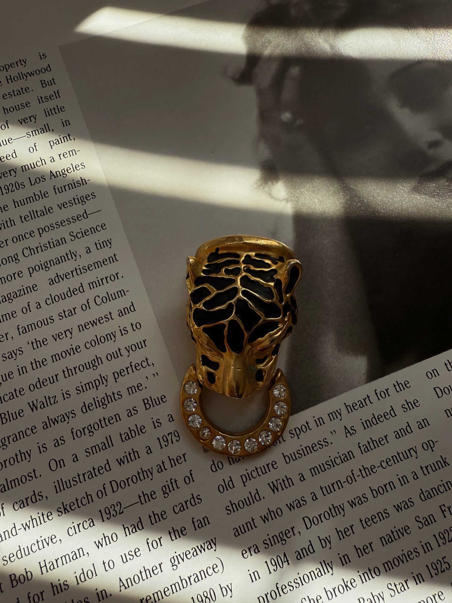 Gold Tone Black Jaguar Brooch|Vintage Baazaar 