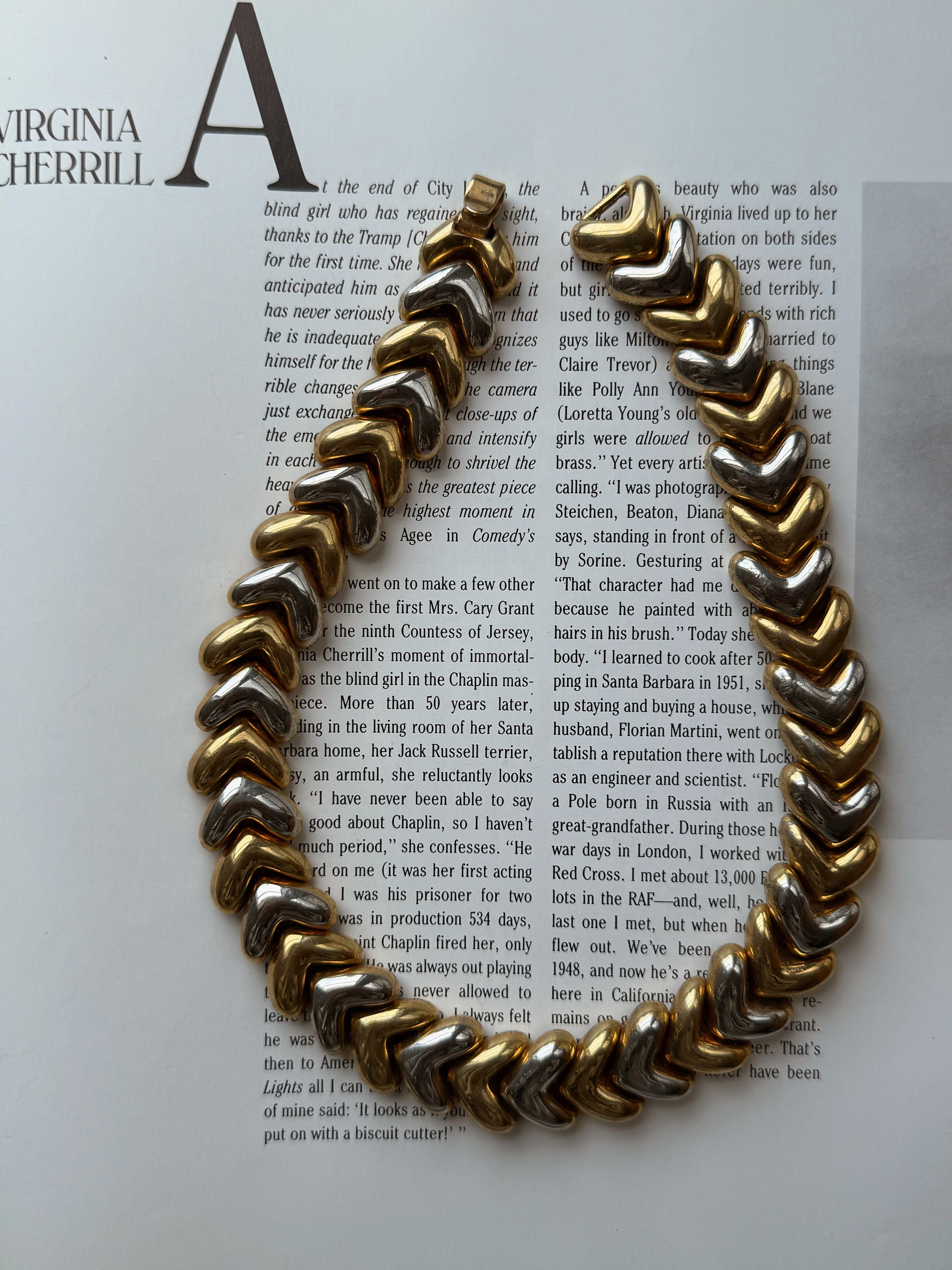 Two Tone Heart Link Necklace|Vintage Baazaar 